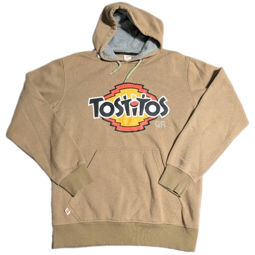 GR Tostitos Hoodie Mens Medium Tan Logo Pullover Sweatshirt Exclusive Collection